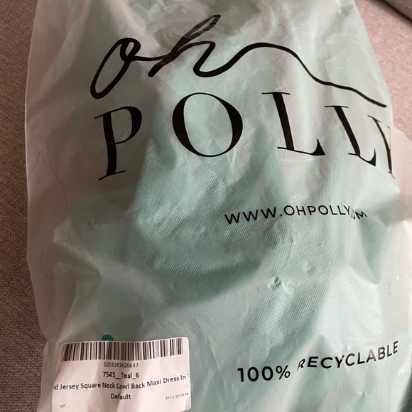 Oh Polly Vita - Textured Jersey Square Neck Cowl Back Maxi Dress in Teal, UK6US2 - Picture 7 of 9